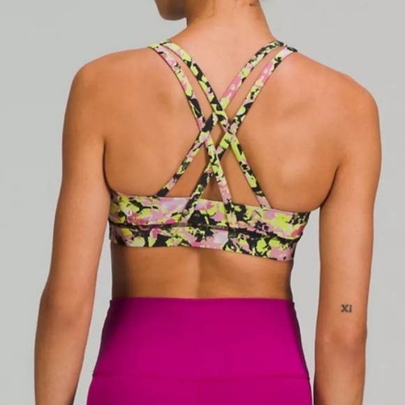 Lululemon Energy Bra Luxtreme NWT Size 4 Inflect Floral Highlight Yellow Multi - Picture 2 of 12